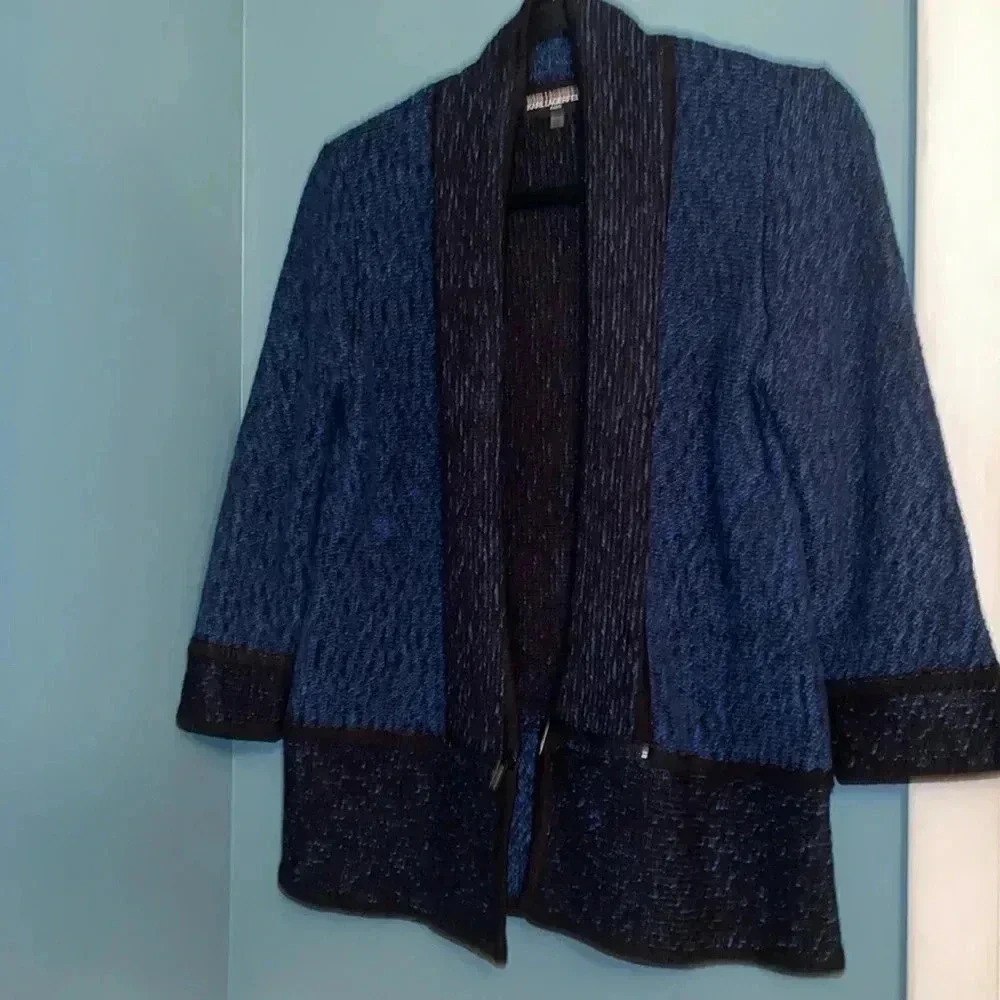 Karl Lagerfeld Paris - women’s open knit cardigan - XS - blue/black